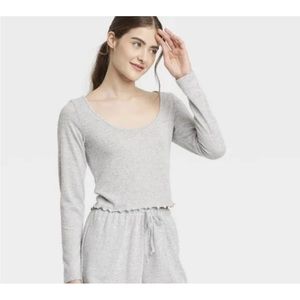 Colsie Heathered Gray Long Sleeve Pajama Top Size Small
